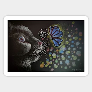 Cat and butterflies Sticker